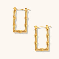 18K Rectangular Bamboo Hoops