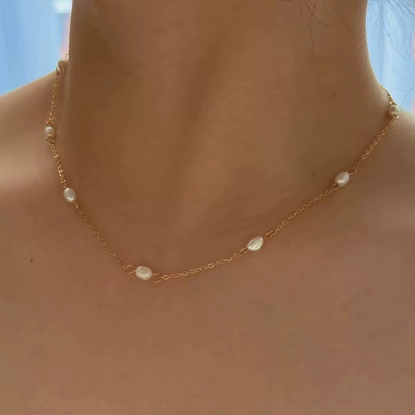 18K Dainty Fresh Water Pearl Necklace