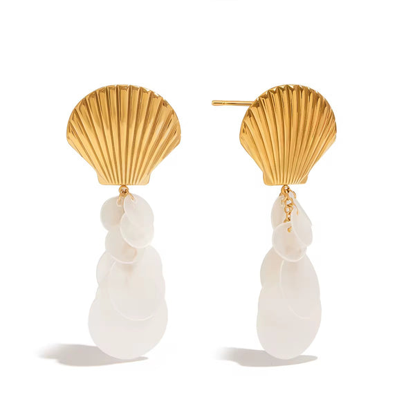 18K Capiz Oceana Statement Earrings