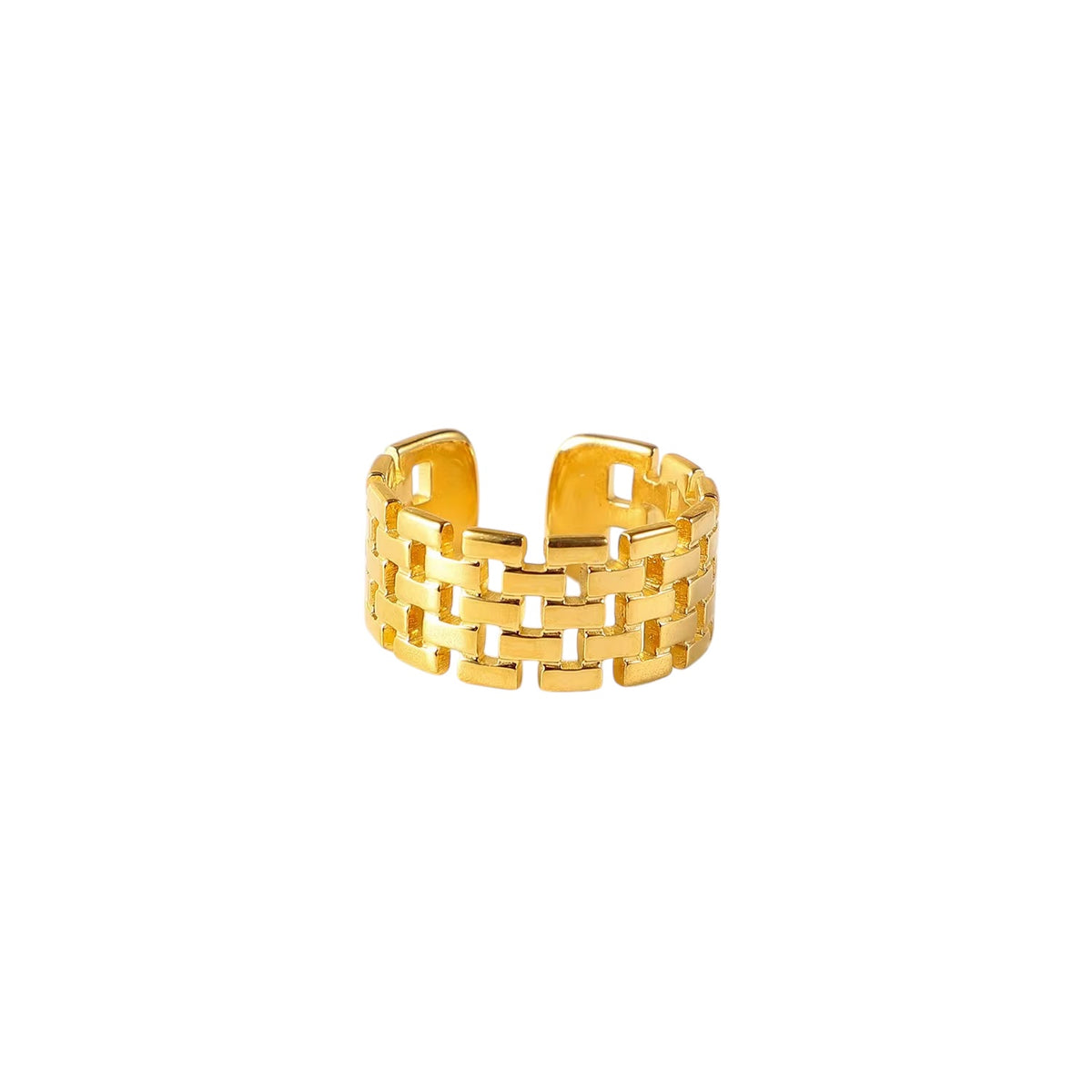 18K Wide Band Woven Open Ring