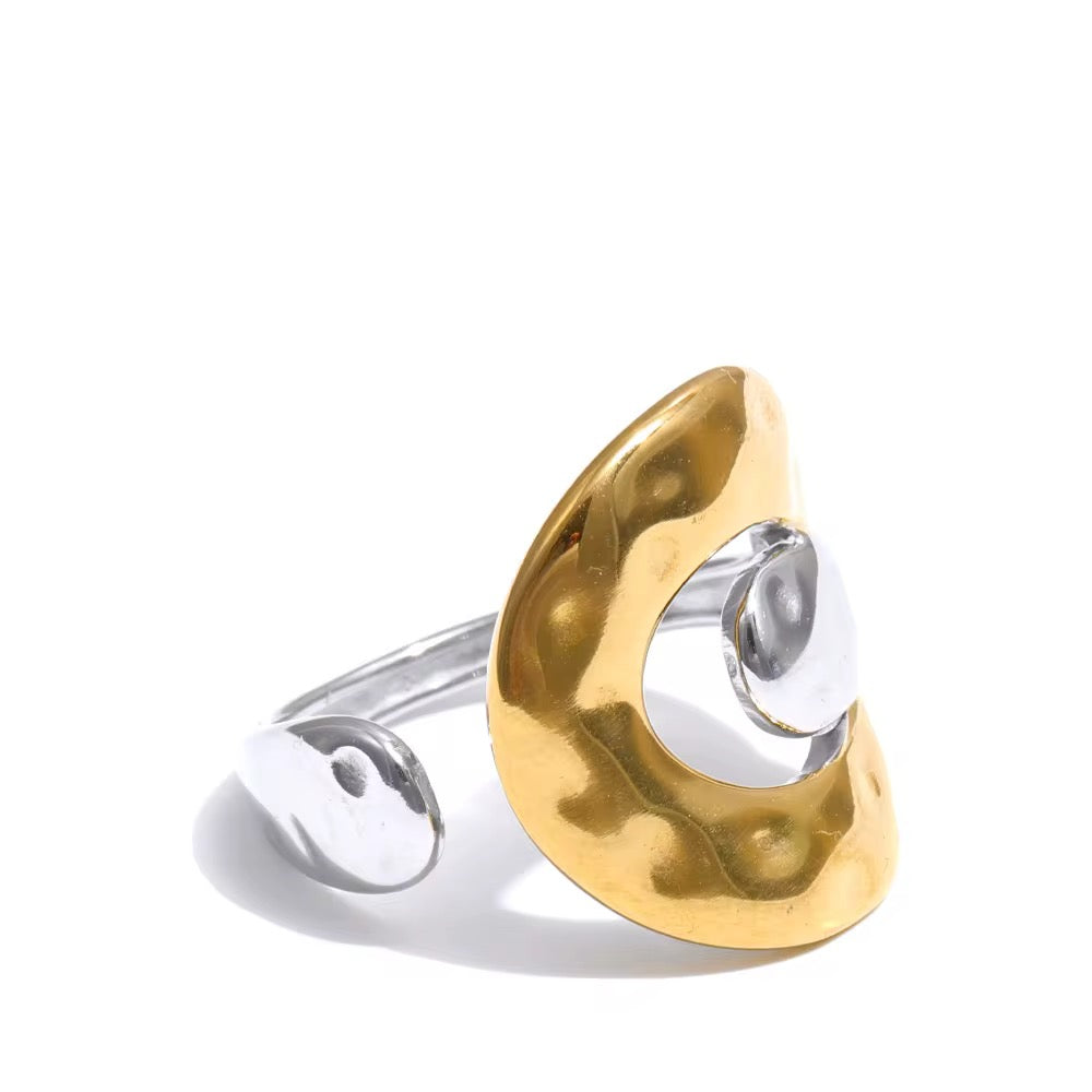 Two Tone Texture Open Ring