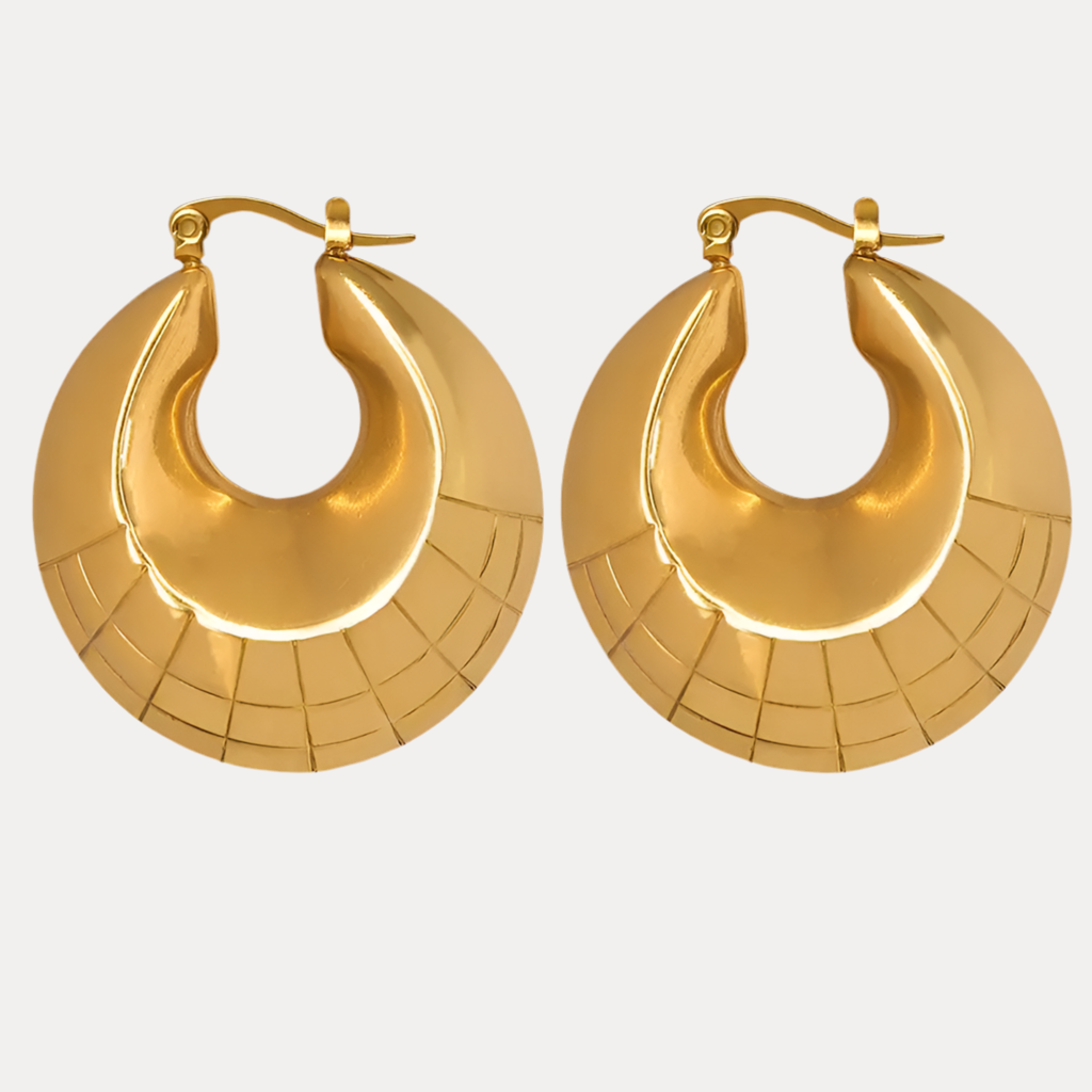 14K Textured Thick Chunky Hoop Earrings