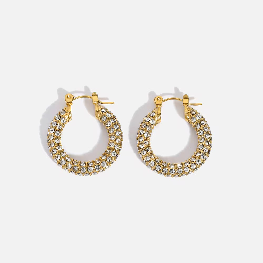 18K Pave Zirconia Hoops