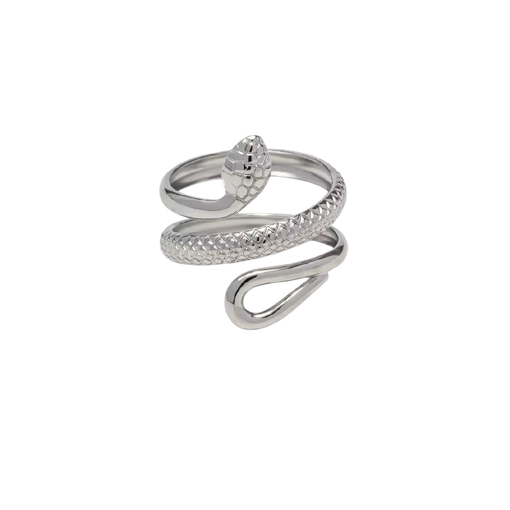 Silver Snake Textured Wrap Ring