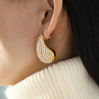 18K Inlaid Water Droplet Earrings