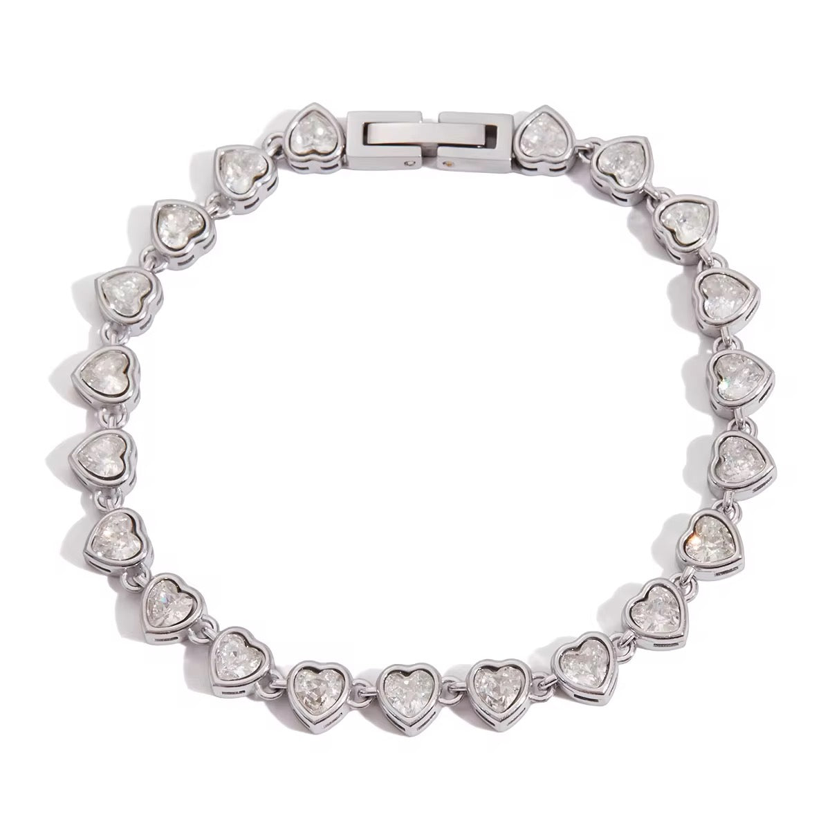 Silver Heart Bezel Bracelet
