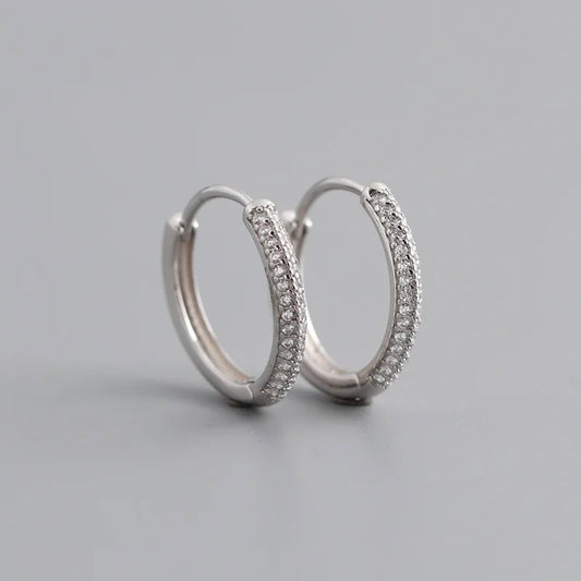 Silver Minimalist Zircon Earrings