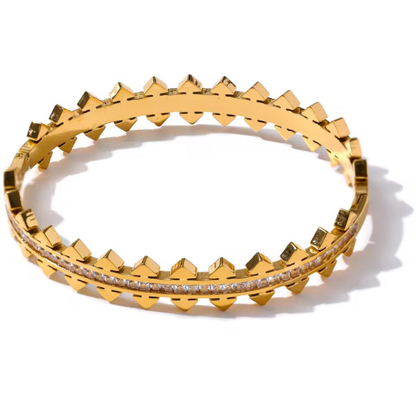 18K Double Spike Lined Bangle