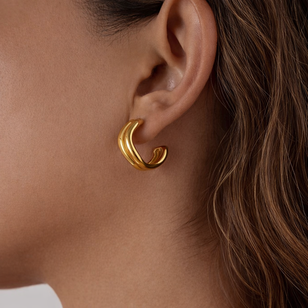 18K Wavy Open C Hoops