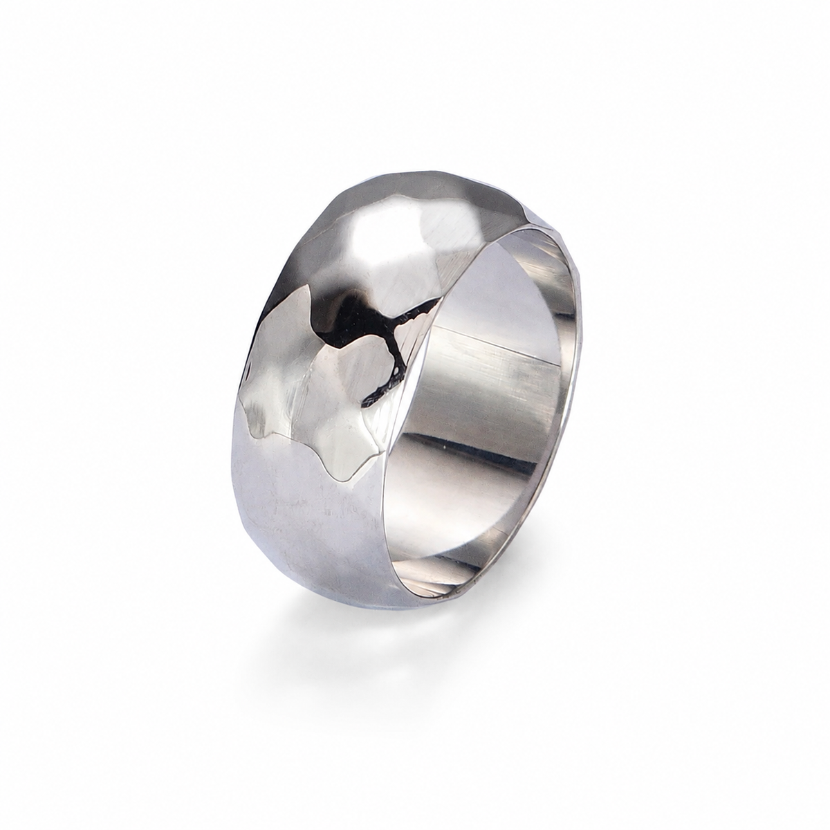 Silver Smooth Hammered Ring