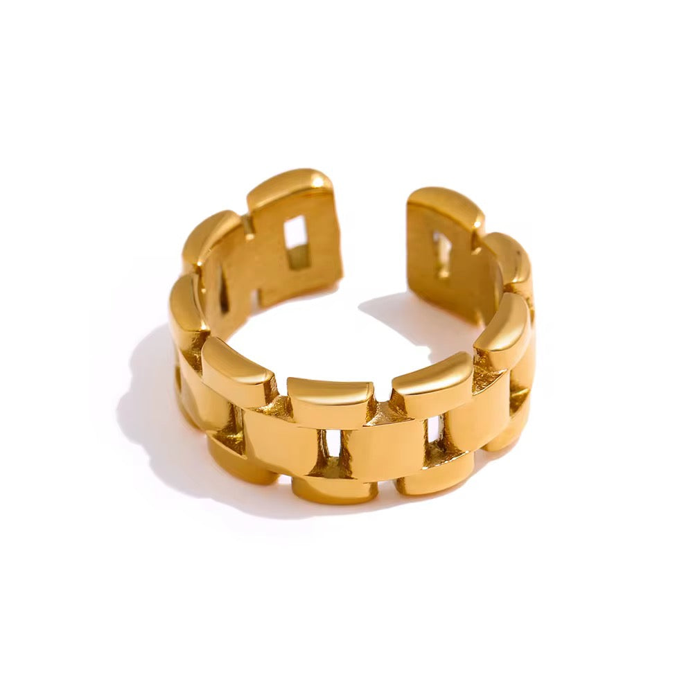 18K Wide Rollie Open Ring Adjustable