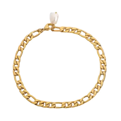 18K Cuban Pearl Anklet