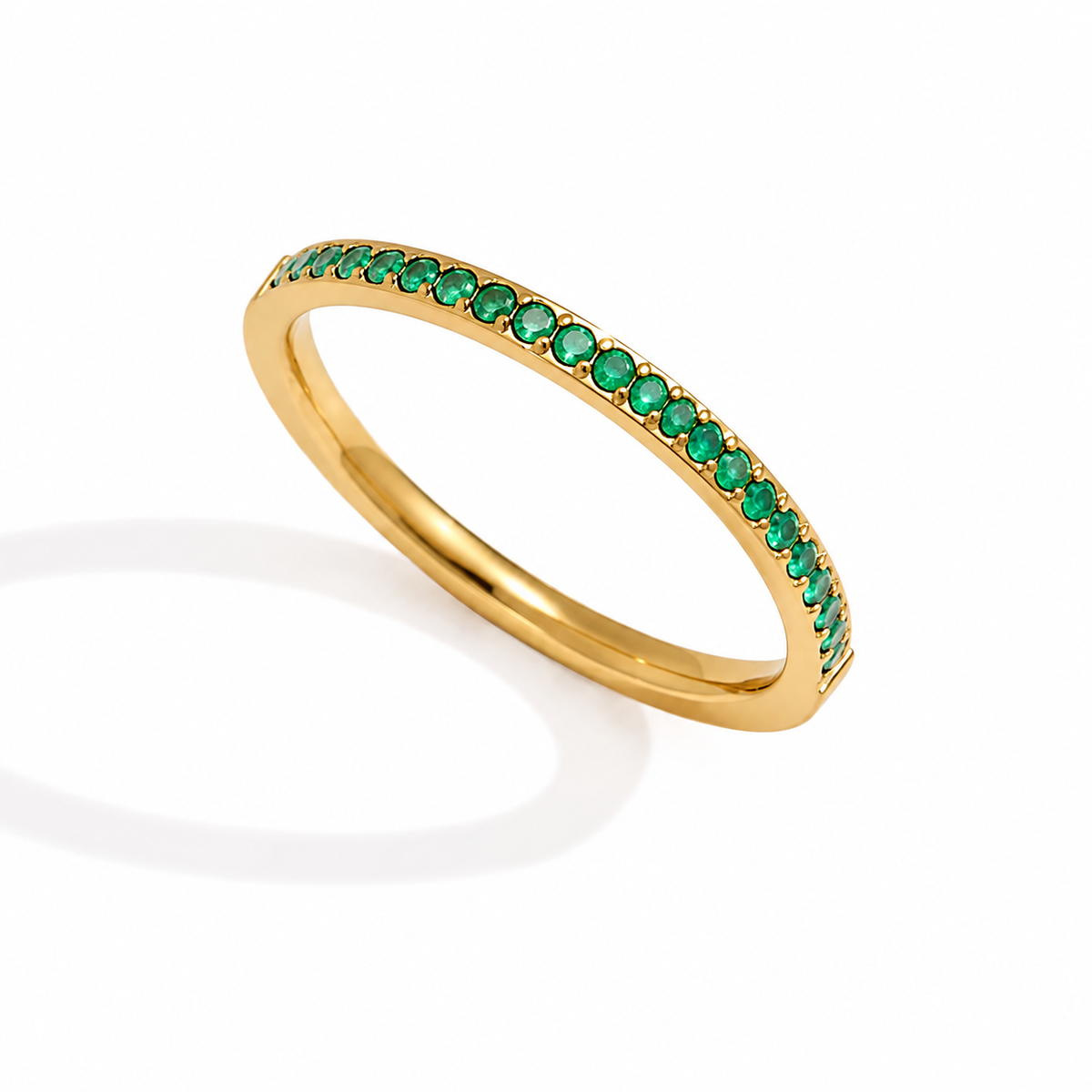 18K Dainty Emerald Eternity Band