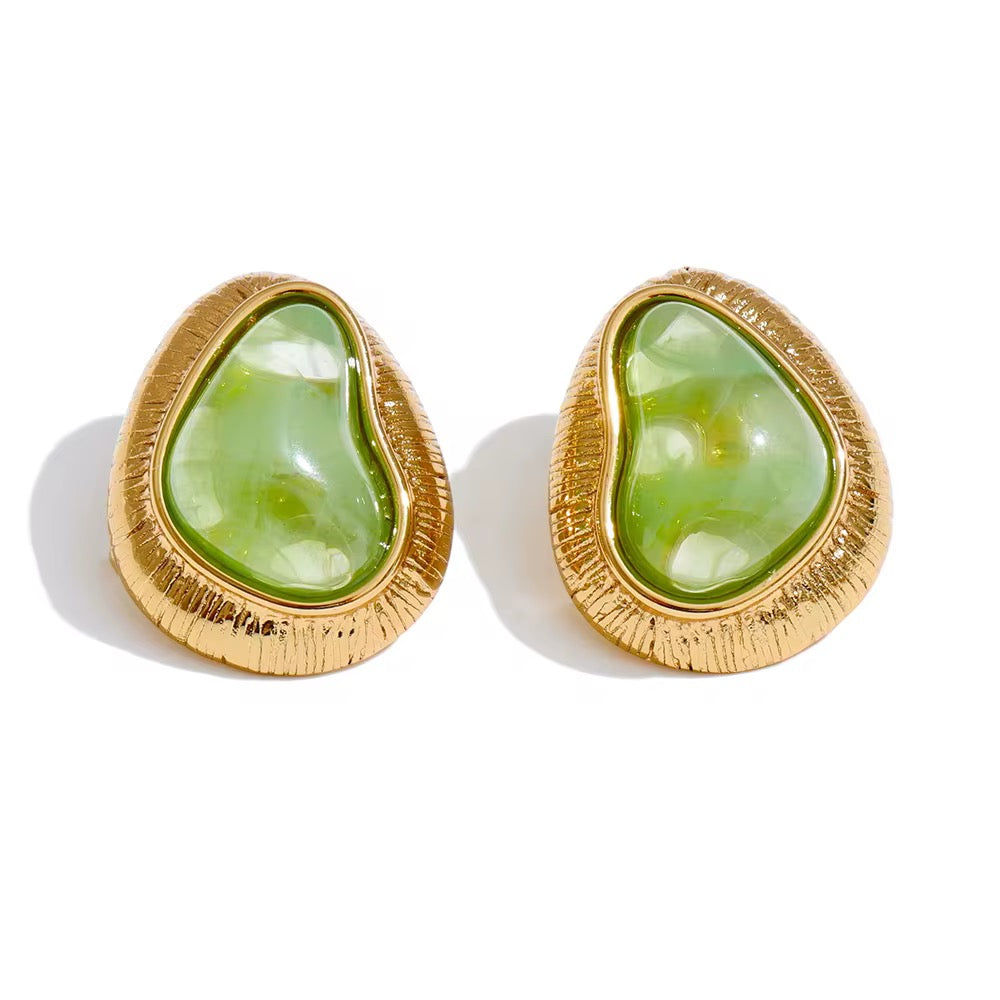 18K Avocado Statement Studs