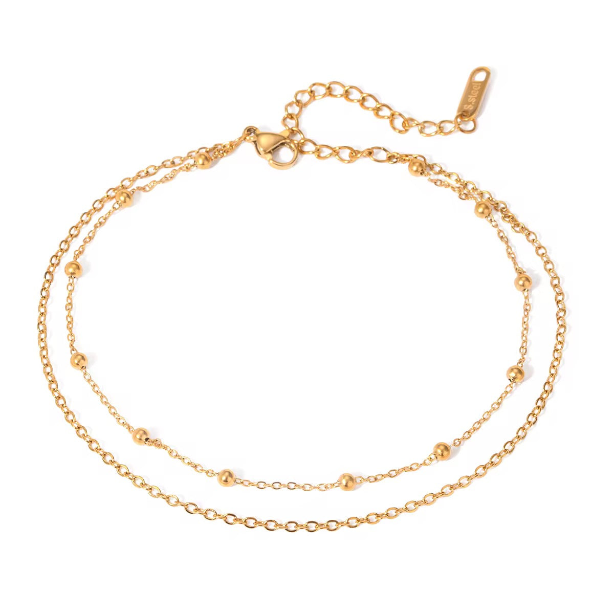 18K Layered Dotted Anklet