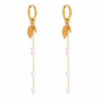 18K Dainty Pearl Chain With Leaf Charms