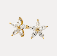18K Starburst CZ Studs