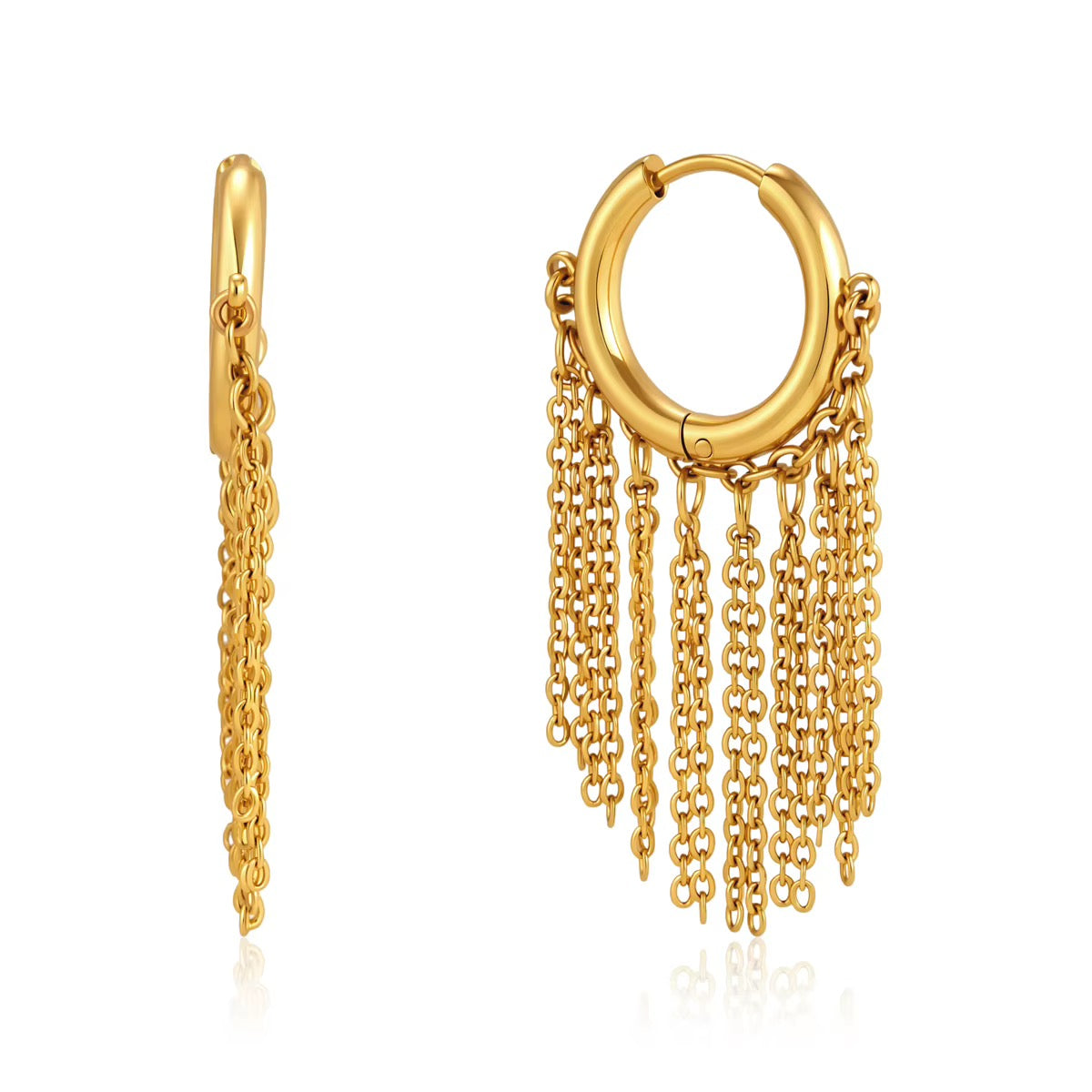18K Dainty Fringes Hoops