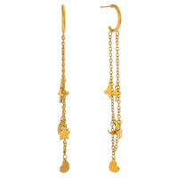 18K Dainty C Hoop Cross Dangle Earrings