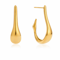 18K J Hook Statement Open Hoops