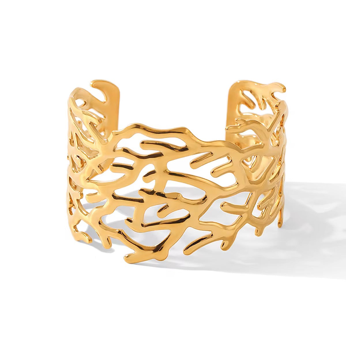 18K Coral Open Cuff Bangle