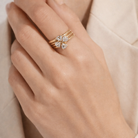 18K Dainty Stackable Hearts Ring