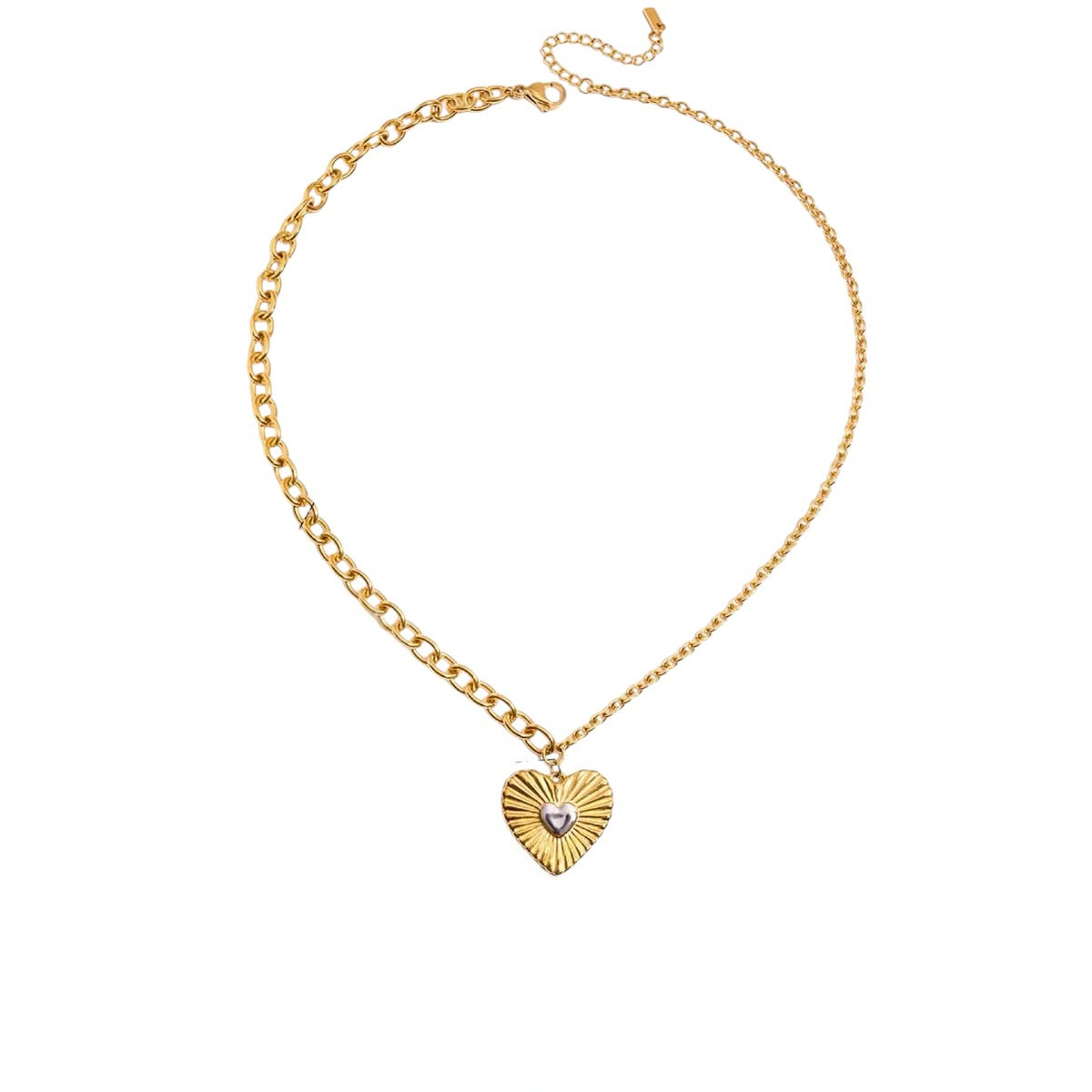 18K Heart Stripe Necklace