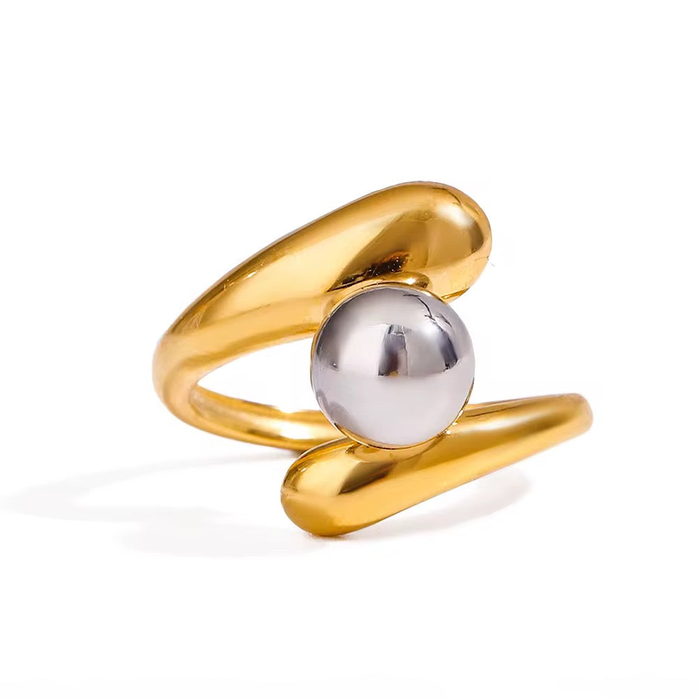 Two Tone Ball Statement Ring