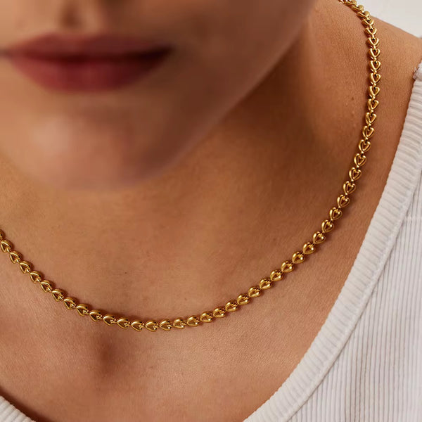 18K Hearts Link Necklace