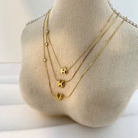 18K Bubble Dainty Initial Necklace