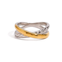 Two Tone Criss Cross Ring