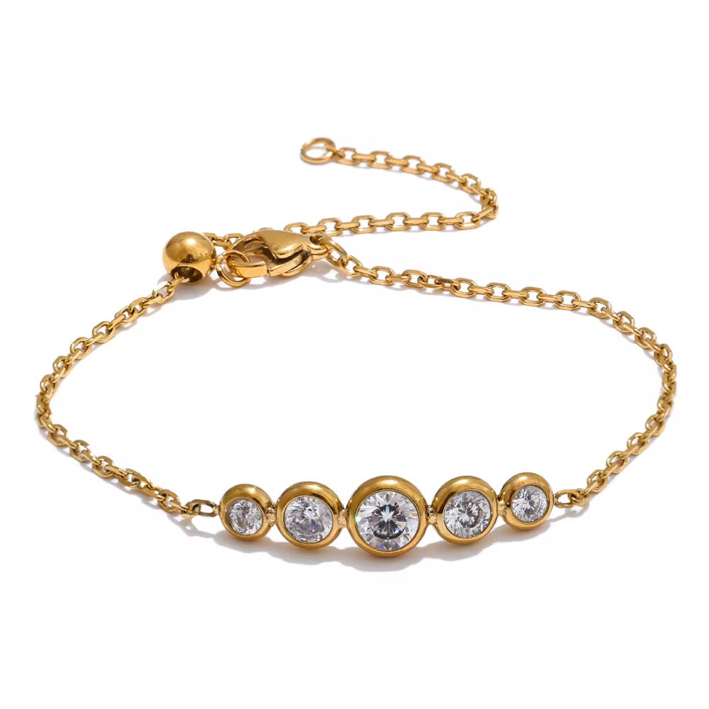 18K Round Bezel Bar Bracelet