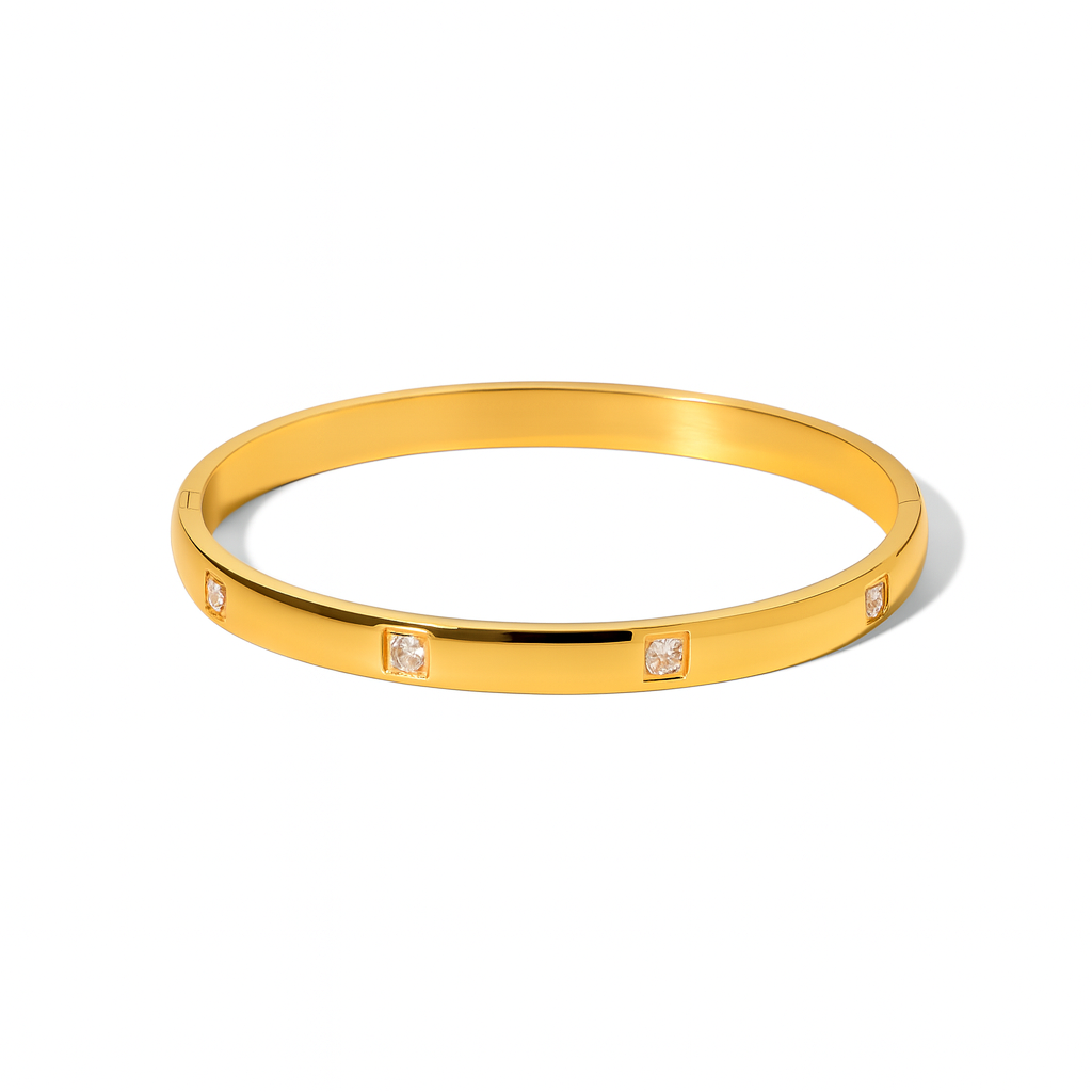18K Smooth CZ Bangle