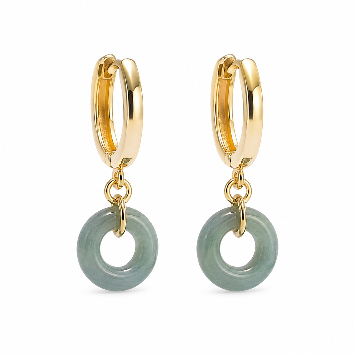 18K Huggie Dangle Jade