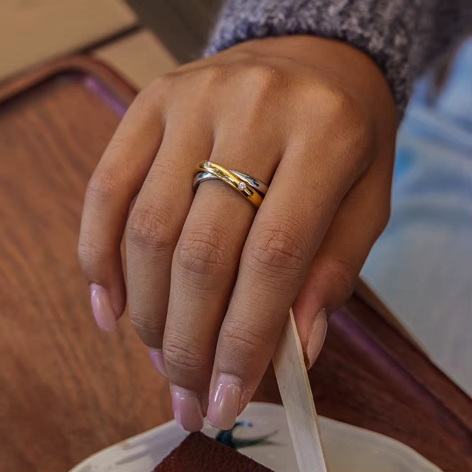 Two Tone Intertwined Ring