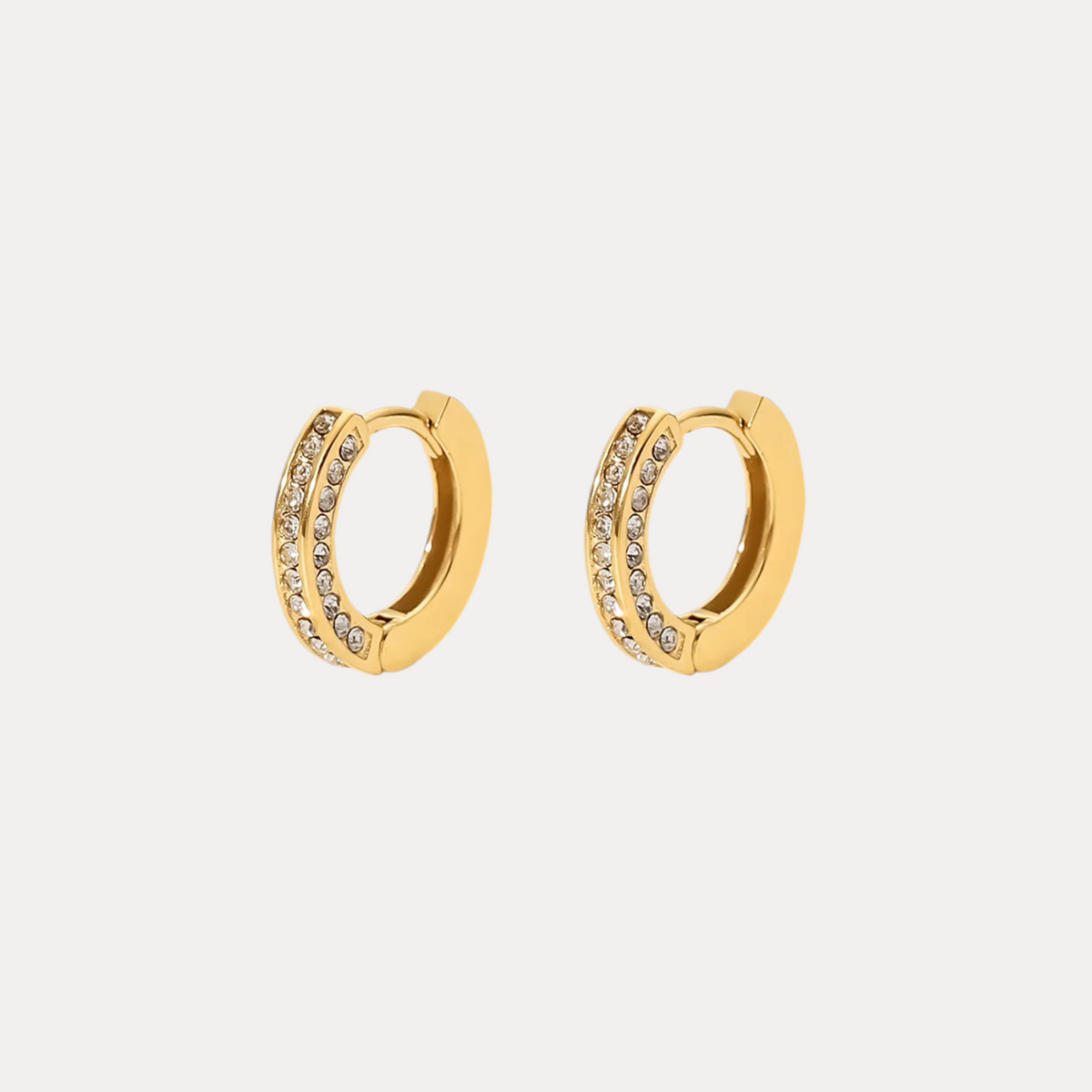 18K Clear Zircon Huggie Hoop Earrings