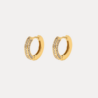18K Clear Zircon Huggie Hoop Earrings