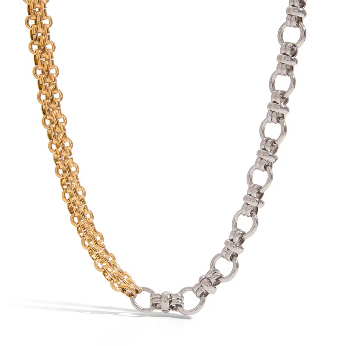 Two Tone Asymmetric Chain Necklace
