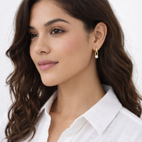 14K Paperclip Pearl Drop  Earrings