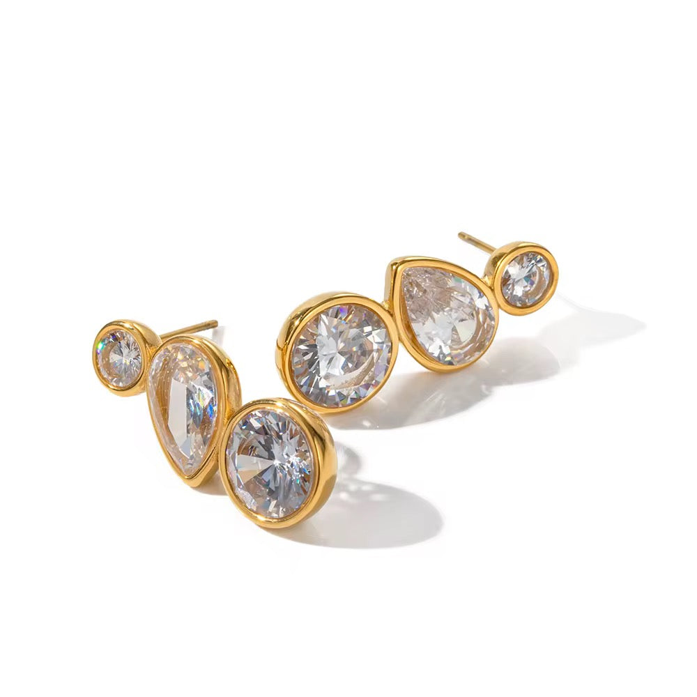 Pave Drops in 18K Gold-Plating with Cubic Zirconia
