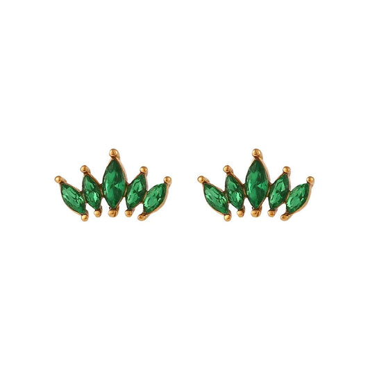 18K Multi-leaf Zircon Stud Earrings