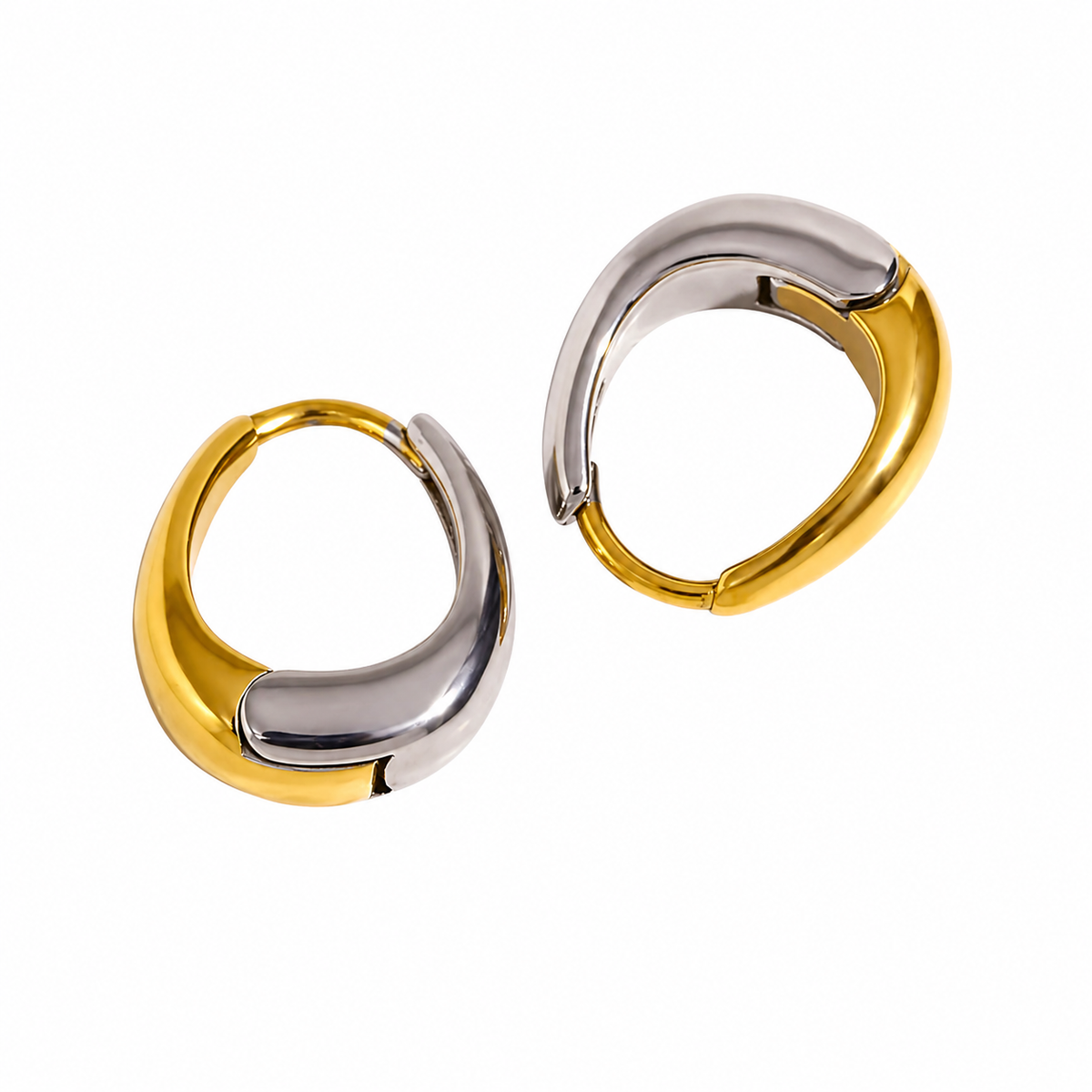 Two Tone Oval Mini Hoops