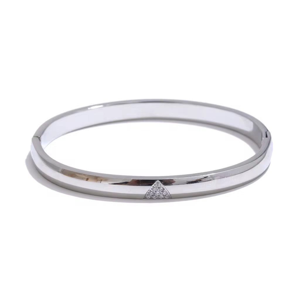 Silver CZ V Bangle