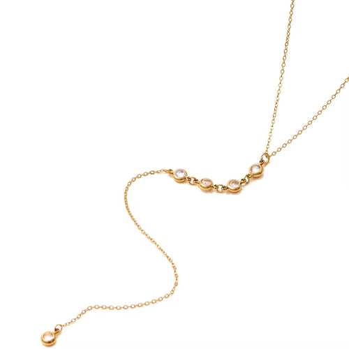 18K Y Round Bezel Necklace