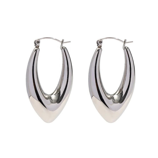 Silver Hollow Pointy Hoops