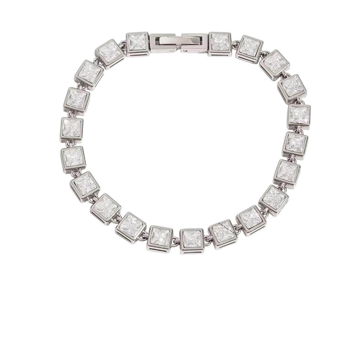 Silver Square Bezel Bracelet