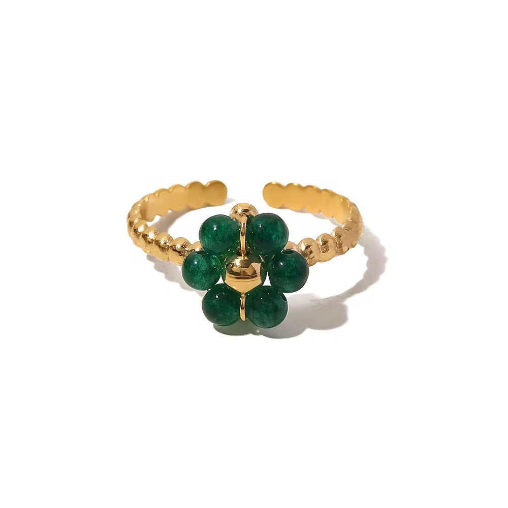 18K Green Flower Ring