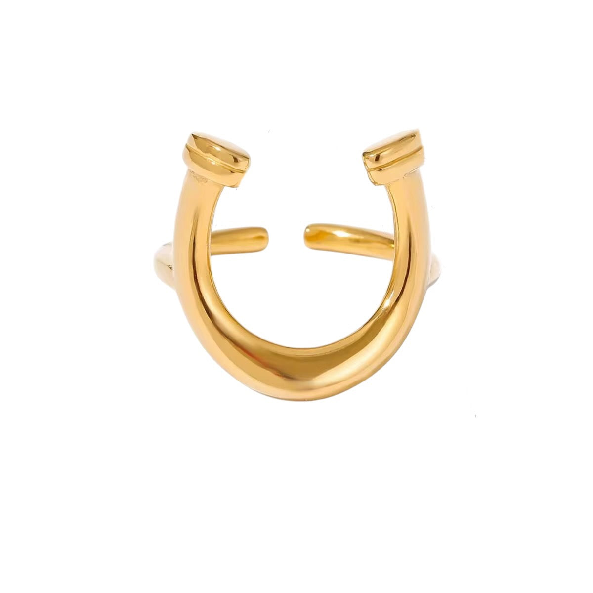 18K Open Horse Shoe Adjustable Ring