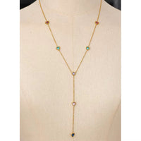 18K Multi Color Heart Long Necklace