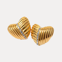 Heart Studs in 18K Gold-Plating with Cubic Zirconia